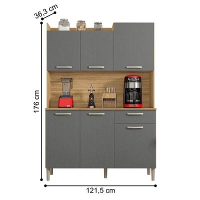 Conjunto Cozinha C/ Portas E Gavetas Verona Freijó / Gris