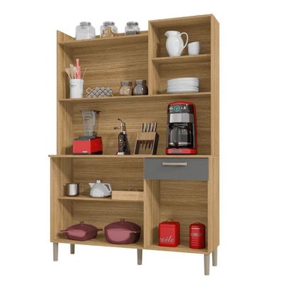 Conjunto Cozinha C/ Portas E Gavetas Verona Freijó / Gris