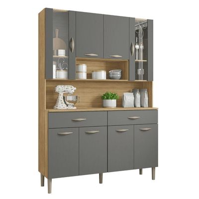 Kit Cozinha 8 Portas E Gavetas Savona Freijó / Gris