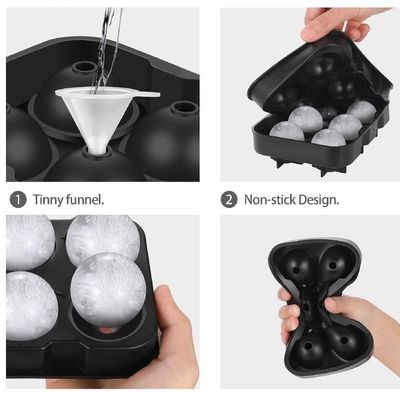 Forma Gelo Bola Esfera Grande Silicone Bola 4 Em 1 Gigante Whisky Drinks Com Funil Frutas Bar Festa