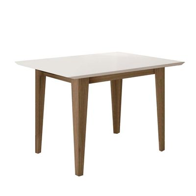 Mesa de Jantar Retangular Poliman Kate com 4 Cadeiras Estofadas Revestidas em Suede – Carvalho/Off White