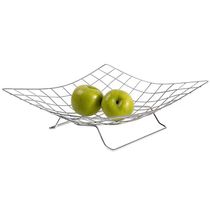 Fruteira de Mesa Rasa Quadriculada Utimil CR412 em Arame Cromado