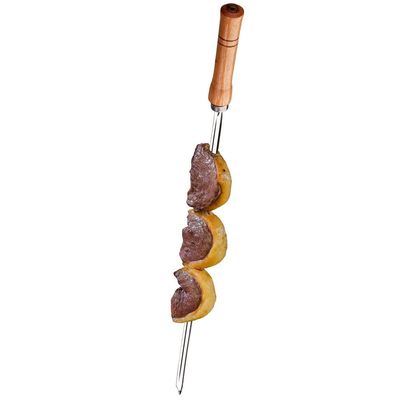 Conjunto de Espetos Simples e Duplo Utimil em Aço Inox, Aço Cromado e Madeira – 4 Peças