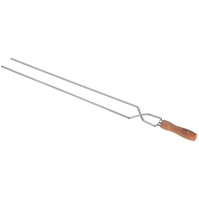 Conjunto de Espetos Simples e Duplo Utimil em Aço Inox, Aço Cromado e Madeira  4 Peças