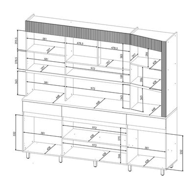 Cozinha Compacta Nesher Realeza com 5 Portas, 2 Gavetas e 2 Prateleiras - 220cm de largura