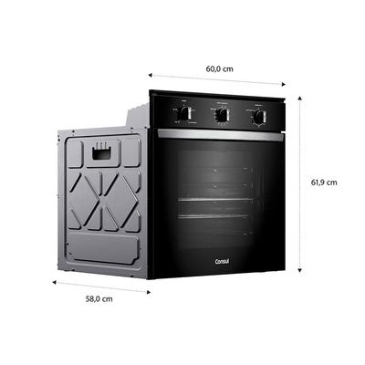 Forno Elétrico de Embutir Consul 84L COB84BE Porta Removível Timer Autodesligamento Luz Interna Preto Preto / 220