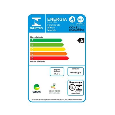 Forno Elétrico de Embutir Consul 84L COB84BE Porta Removível Timer Autodesligamento Luz Interna Preto Preto / 220