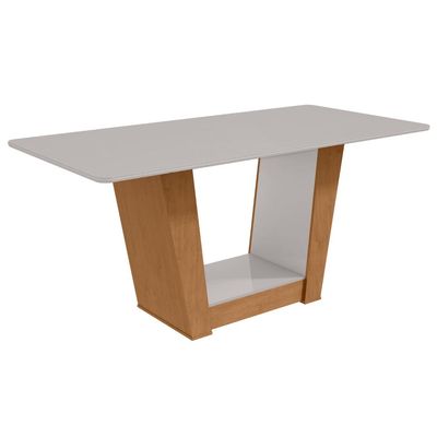 Mesa 1,70 Apogeu com vidro + 06 Cad.Apogeu Tecido Veludo Liso Capuccino Amendoa Cle/Off