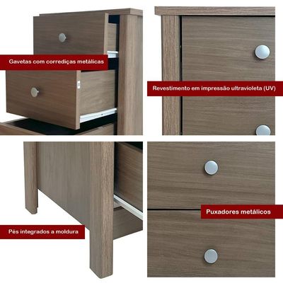 Mesa De Cabeceira Ditália 3 Gavetas Diamond DM-113
