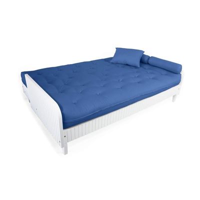 Sofá Cama Paris Ripado Branco Acquablock Azul Royal Nobre
