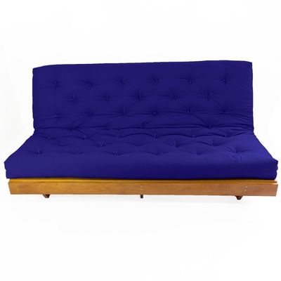 Sofá Cama Futon L Acquablock Azul Royal Madeira Nobre Maciça