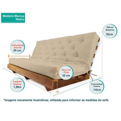 Sofá Cama Futon L Acquablock Azul Royal Em Madeira Nobre Maciça