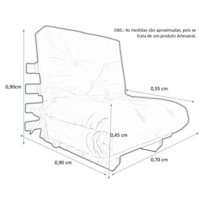 Sofa Cama Solteiro Futon Dobrável Fendi Acquablock