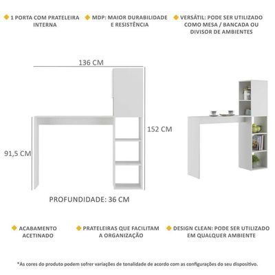 Armário De Cozinha E Mesa/bancada Multimóveis Branco