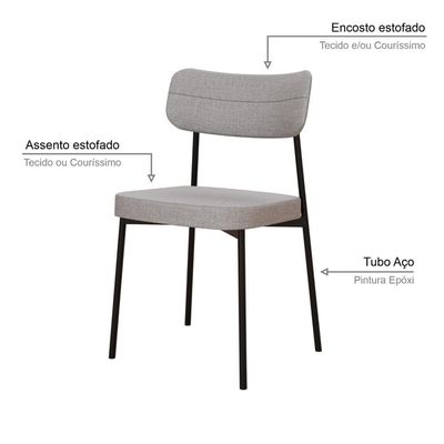 Cadeira Mynna Fixa C/4 Pes 525 X 470 X 790 Mm C/2 Un. Corriente Cinza Claro Corriente Cinza Claro