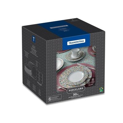 Aparelho De Jantar Tramontina Em Porcelana Decorada 30 Peças Jogo De Pratos Especial