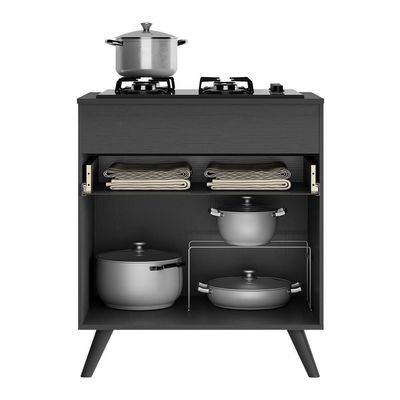 Balcão Cozinha Para Cooktop 70 Cm 1 Porta Mp3706.895 Preto