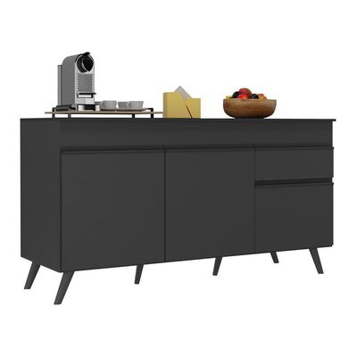 Balcão Cozinha Gabinete Pia 150Cm 3 Portas Mp3740.895 Preto