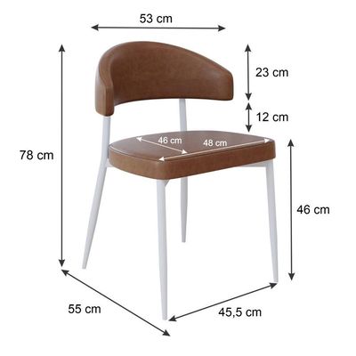 Cadeira Bless Fixa C/4 Pés 53 X 55 X 78cm Pés Brancos. Courino Whisky Courino Whisky