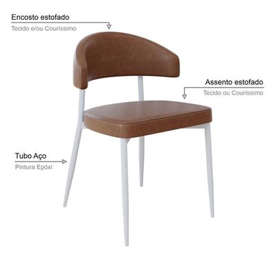 Cadeira Bless Fixa C/4 Pés 53 X 55 X 78cm Pés Brancos. Courino Whisky Courino Whisky
