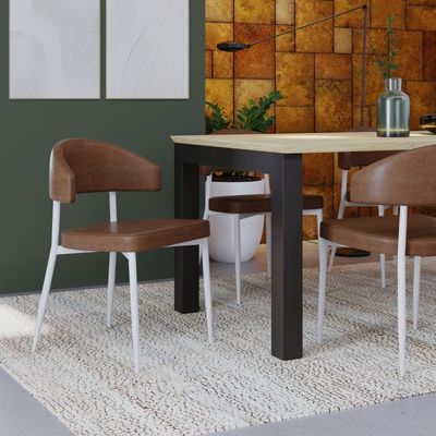 Cadeira Bless Fixa C/4 Pés 53 X 55 X 78cm Pés Brancos. Courino Whisky Courino Whisky