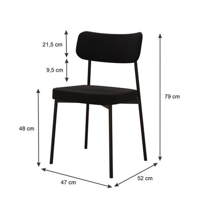 Cadeira Mynna Fixa C/4 Pes 525 X 470 X 790 Mm C/2 Un. Preto Preto