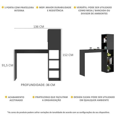 Armário De Cozinha E Mesa/bancada Multimóveis Preto