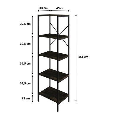 Estante C/05 Prateleiras 152x45x33cm Tub Tueh1545 Carvalho Dark - Carvalho Dark /