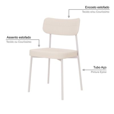 Cadeira Mynna Fixa C/4 Pes 525 X 470 X 790 Mm C/1 Un Pés Brancos. Corriente Palha Corriente Palha