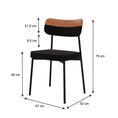 Cadeira Mynna Fixa C/4 Pes 525 X 470 X 790 Mm C/4 Un. Preto/courino Caramelo Preto/courino Caramelo