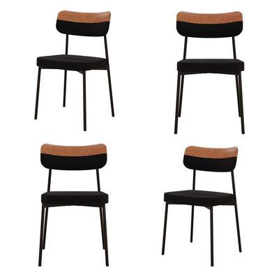 Cadeira Mynna Fixa C/4 Pes 525 X 470 X 790 Mm C/4 Un. Preto/courino Caramelo Preto/courino Caramelo