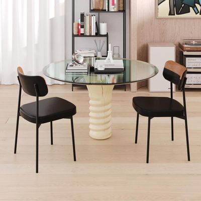 Cadeira Mynna Fixa C/4 Pes 525 X 470 X 790 Mm C/4 Un. Preto/courino Caramelo Preto/courino Caramelo