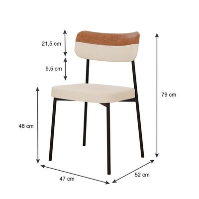 Cadeira Mynna Fixa C/4 Pes 525 X 470 X 790 Mm C/1 Un. Aramelo Crt Areia/courino Caramelo