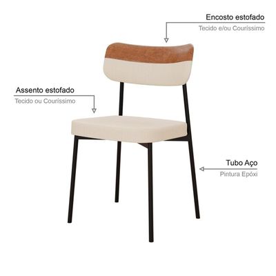 Cadeira Mynna Fixa C/4 Pes 525 X 470 X 790 Mm C/1 Un. Aramelo Crt Areia/courino Caramelo