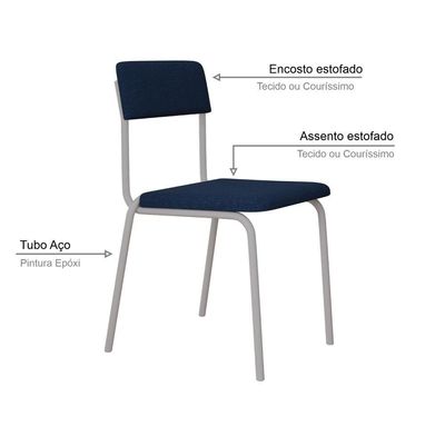 Cadeira Fit Fixa C/4 Pes 475 X 505 X 810 Mm C/3 Un Pés Brancos. Azul Celeste Azul Celeste