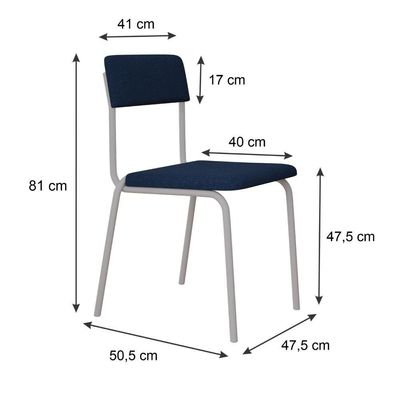 Cadeira Fit Fixa C/4 Pes 475 X 505 X 810 Mm C/3 Un Pés Brancos. Azul Celeste Azul Celeste