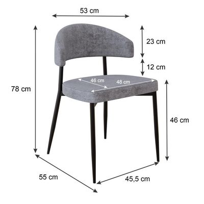 2 Unidades Cadeira Bless Fixa C/4 Pés 53 X 55 X 78cm. Lautrec Cinza Lautrec Cinza