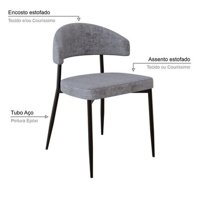 2 Unidades Cadeira Bless Fixa C/4 Pés 53 X 55 X 78cm. Lautrec Cinza Lautrec Cinza