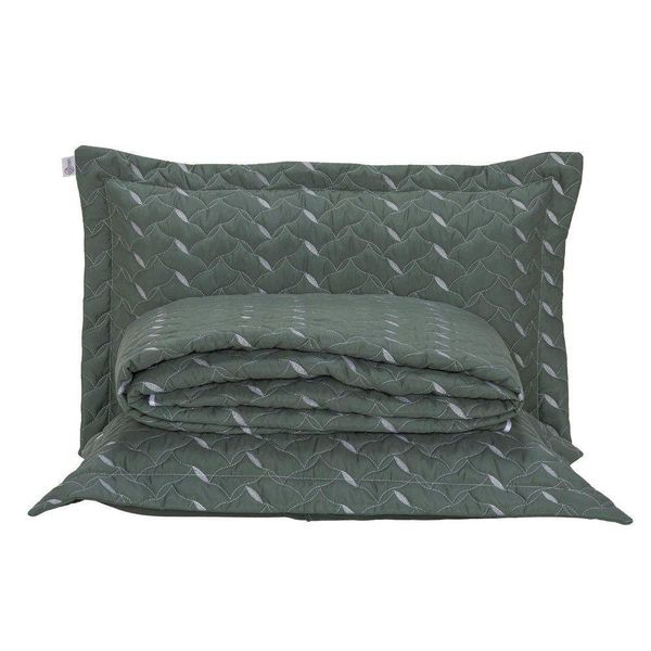 Cobre Leito Bordado 400 Fios Heitor Casal Queen 100% Poliéster - Verde Militar