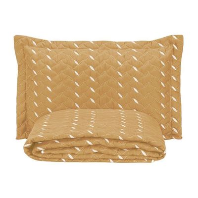 Cobre Leito Bordado 400 Fios Heitor Solteiro 100% Poliéster - Amarelo