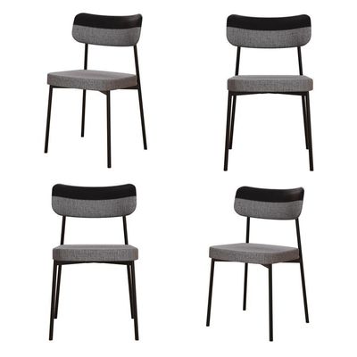 Cadeira Mynna Fixa C/4 Pes 525 X 470 X 790 Mm C/4 Un. Preto Crt Cinza/courino Preto