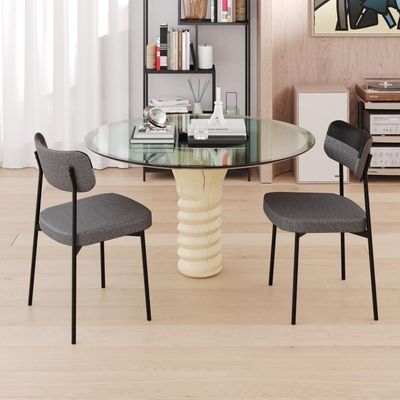 Cadeira Mynna Fixa C/4 Pes 525 X 470 X 790 Mm C/4 Un. Preto Crt Cinza/courino Preto