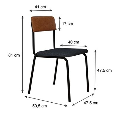 Cadeira Fit Fixa C/4 Pes 475 X 505 X 810 Mm C/4 Un. Caramelo Crt Cinza/courino Caramelo