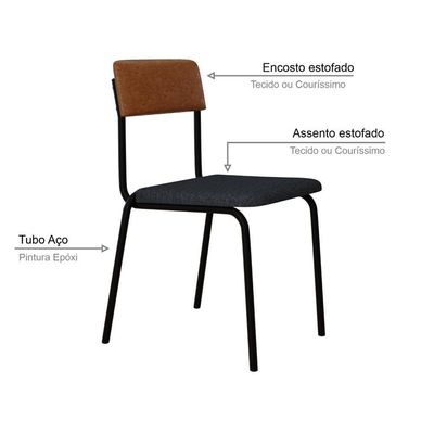 Cadeira Fit Fixa C/4 Pes 475 X 505 X 810 Mm C/4 Un. Caramelo Crt Cinza/courino Caramelo