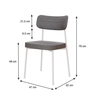 Cadeira Mynna Fixa C/4 Pes 525 X 470 X 790 Mm C/2 Um Pés Brancos. Corriente Cinza Corriente Cinza