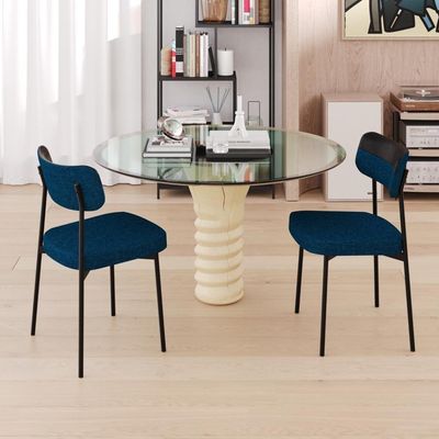 Cadeira Mynna Fixa C/4 Pes 525 X 470 X 790 Mm C/2 Un. Preto Corriente Azul/courino Preto