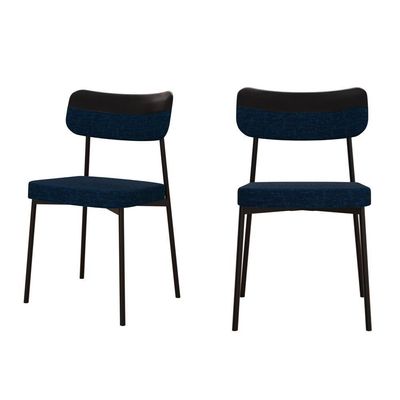 Cadeira Mynna Fixa C/4 Pes 525 X 470 X 790 Mm C/2 Un. Preto Corriente Azul/courino Preto