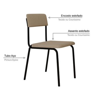 Cadeira Fit Fixa C/4 Pes 475 X 505 X 810 Mm C/2 Un. Corriente Areia Corriente Areia