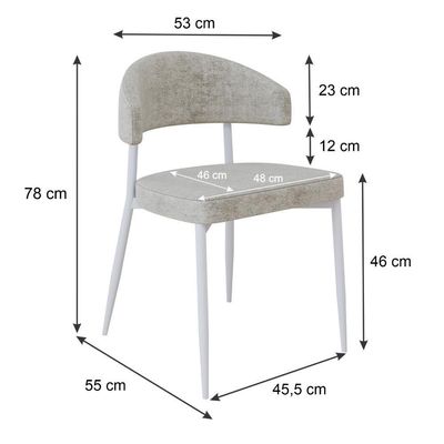 Cadeira Bless Fixa C/4 Pés 53 X 55 X 78cm Pés Brancos. Lautrec Off White Lautrec Off White