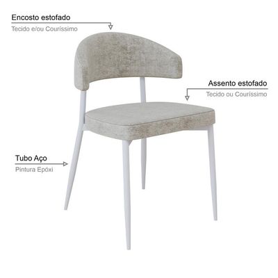 Cadeira Bless Fixa C/4 Pés 53 X 55 X 78cm Pés Brancos. Lautrec Off White Lautrec Off White